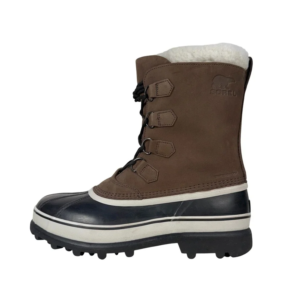 Sorel Caribou Winter Snow Boots Mens 11.5 Brown Nubuck Leather WP Insulated
